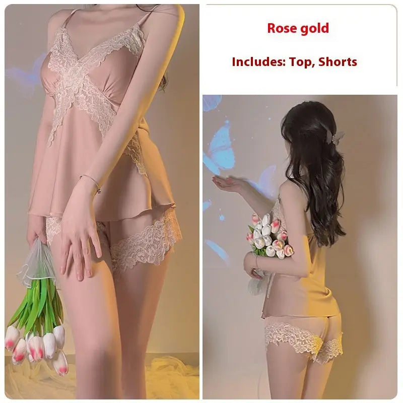 Simple Comfortable Top Shorts Outerwear Gown Three-piece Homewear Suit 