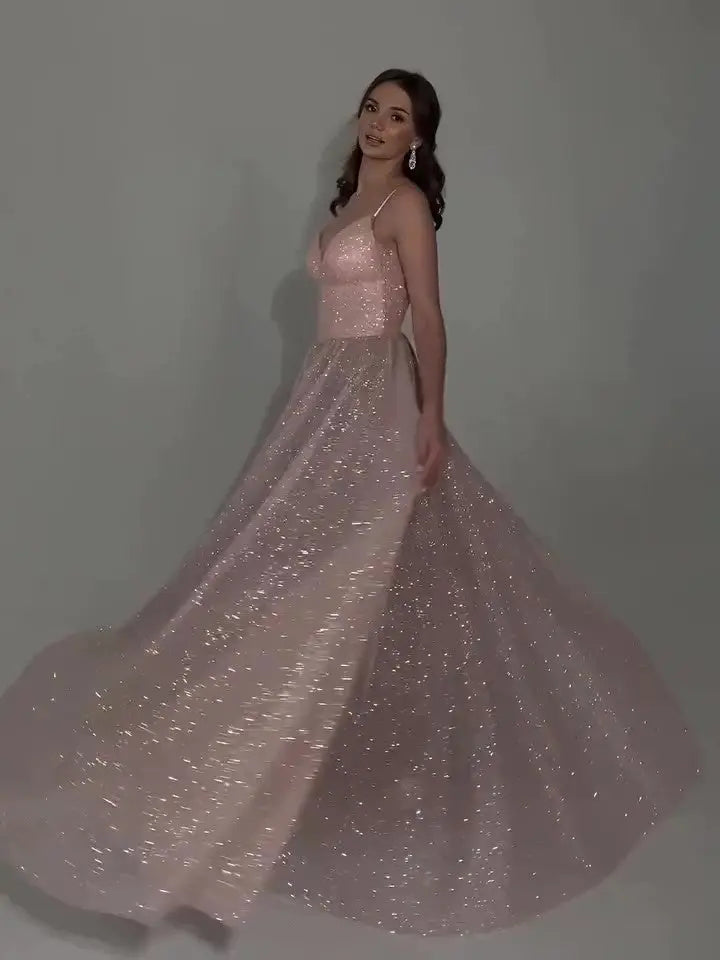 Sequined Backless Evening Dress 