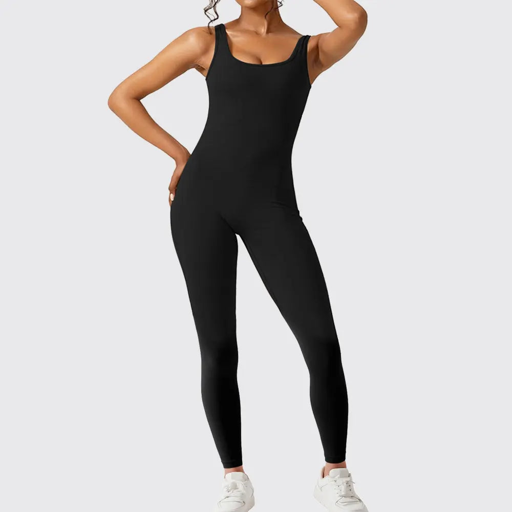 Women Sleeveless Flare Jumpsuits Fitness Yoga Long Pants 