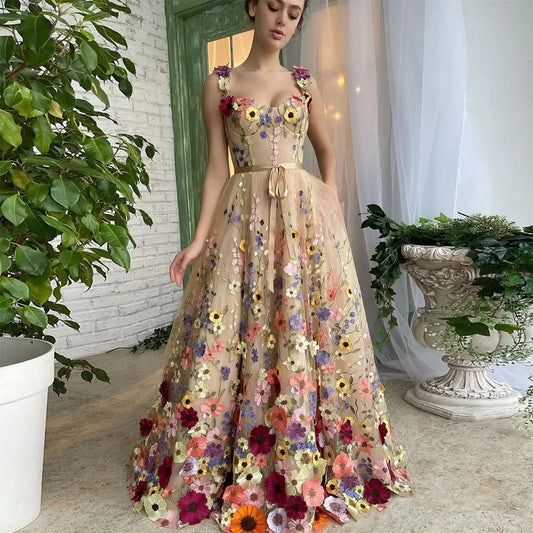Sevintage Exquisite 3D Flowers Prom Dresses Sweetheart 