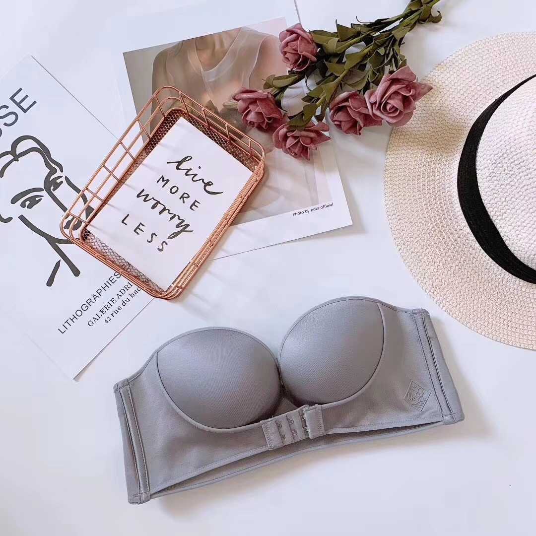 Anti-Glare One-Piece Bra Gathered Up Strapless Bra 