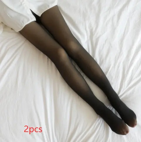 Fake Translucent Plus Size Leggings Fleece Lined Tights Fall 