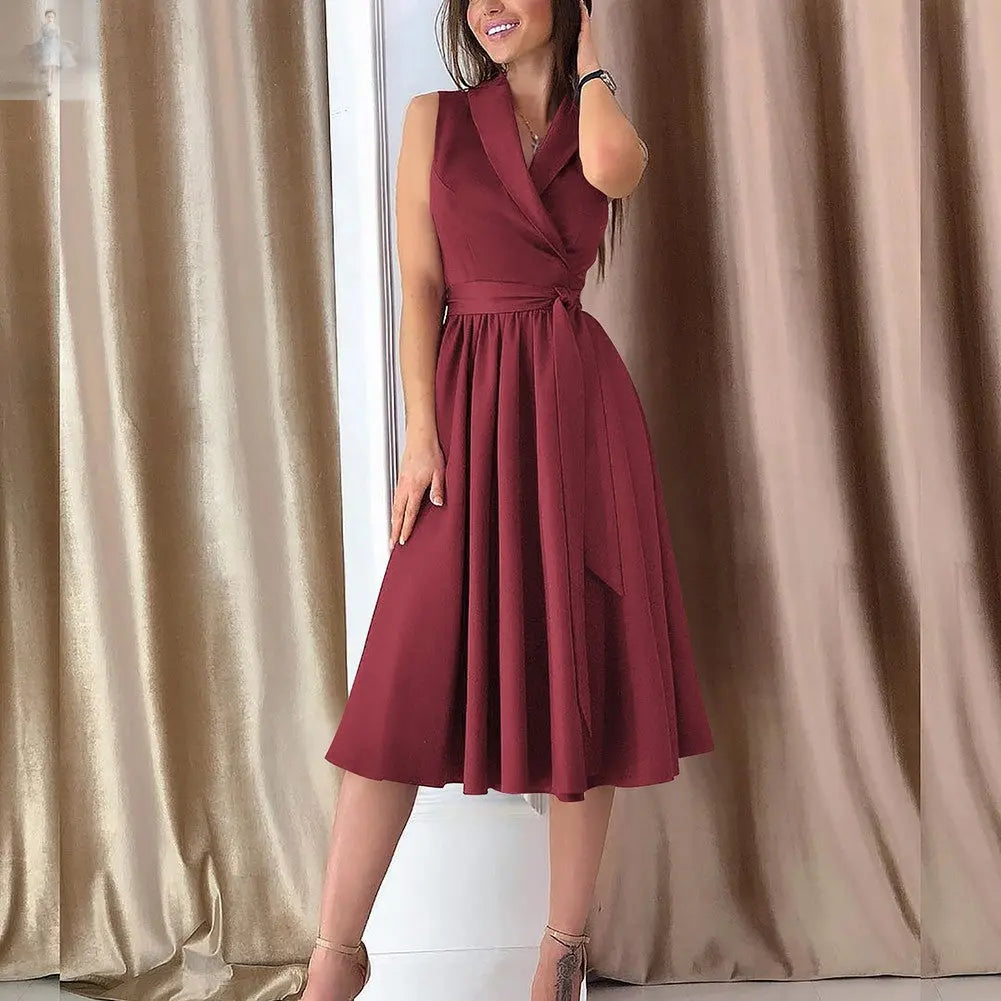 Dies Midi Dress Casual Sleeveless Belt Dress Female New  Dies Midi Dress Casual Sleeveless Belt Dress Female New Dies Midi Dress Casual Sleeveless Belt Dress Female New Dies Midi Dress Casual Sleeveless Belt Dress Female New