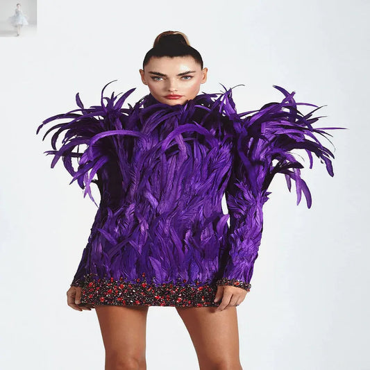Fashion Elegant Feather Premium Dress Long Sleeve  Fashion Elegant Feather Premium Dress Long Sleeve Fashion Elegant Feather Premium Dress Long Sleeve Fashion Elegant Feather Premium Dress Long Sleeve Zenzi Style