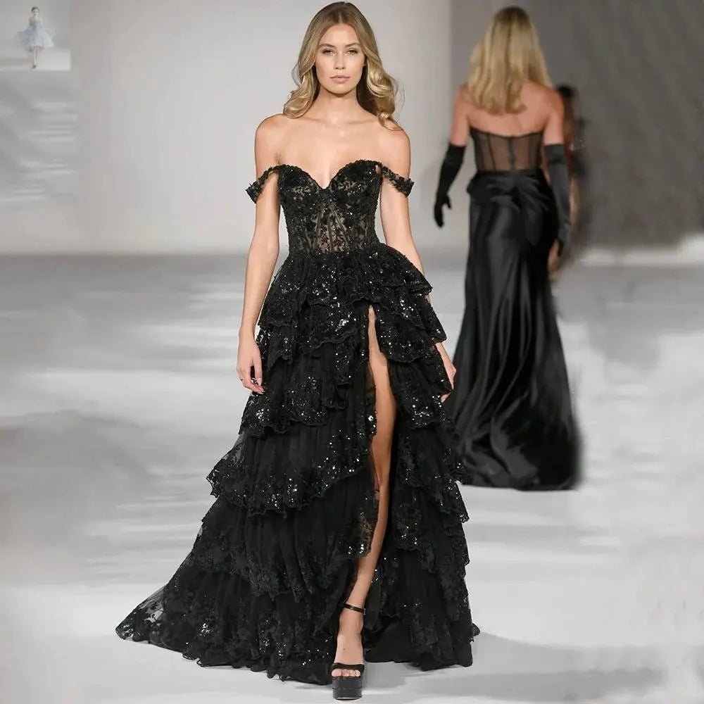 French Black Satin Banquet Party Dress  French Black Satin Banquet Party Dress French Black Satin Banquet Party Dress French Black Satin Banquet Party Dress Zenzi Style