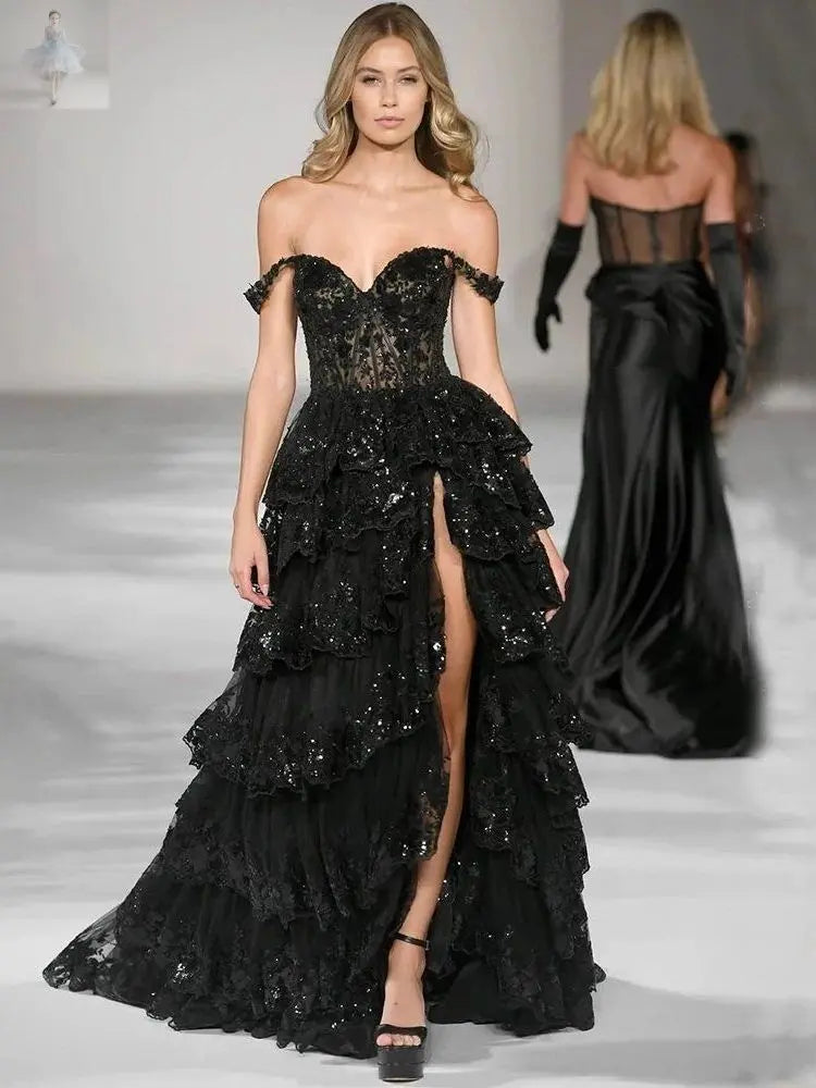 French Black Satin Banquet Party Dress  French Black Satin Banquet Party Dress French Black Satin Banquet Party Dress French Black Satin Banquet Party Dress Zenzi Style