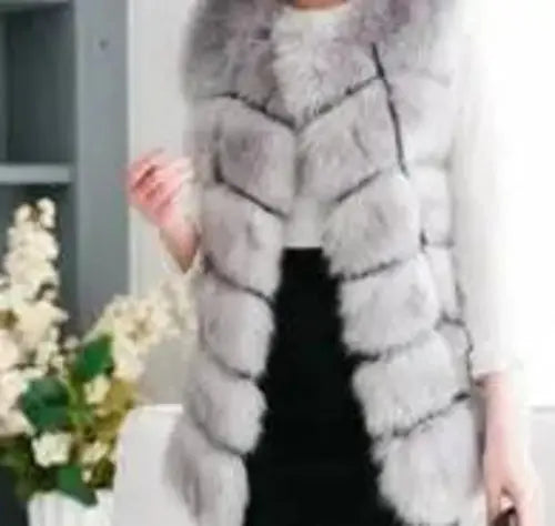 Winter Super Long Faux Fur Vest for Women Fluffy Fake Fur Coat Jacket 