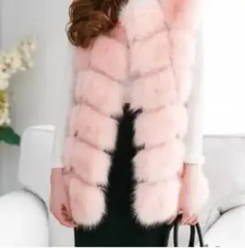 Winter Super Long Faux Fur Vest for Women Fluffy Fake Fur Coat Jacket 