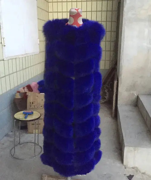 Winter Super Long Faux Fur Vest for Women Fluffy Fake Fur Coat Jacket 