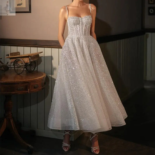 Halter Spray Silver Shiny Party Dress - Zenzi Style Halter Spray Silver Shiny Party Dress