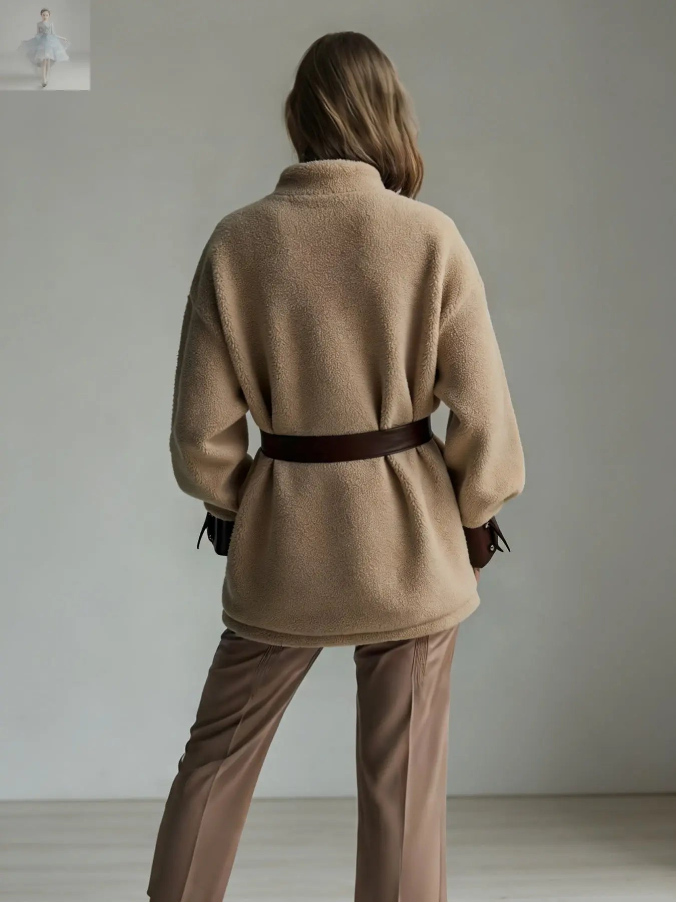 New Style Women's Autumn And Winter Clothing, New Style Women's Thickened Lamb Fur Stitching PU Leather Pocket Leather Belt Vintage Jacket - Zenzi Style Zenzi Style