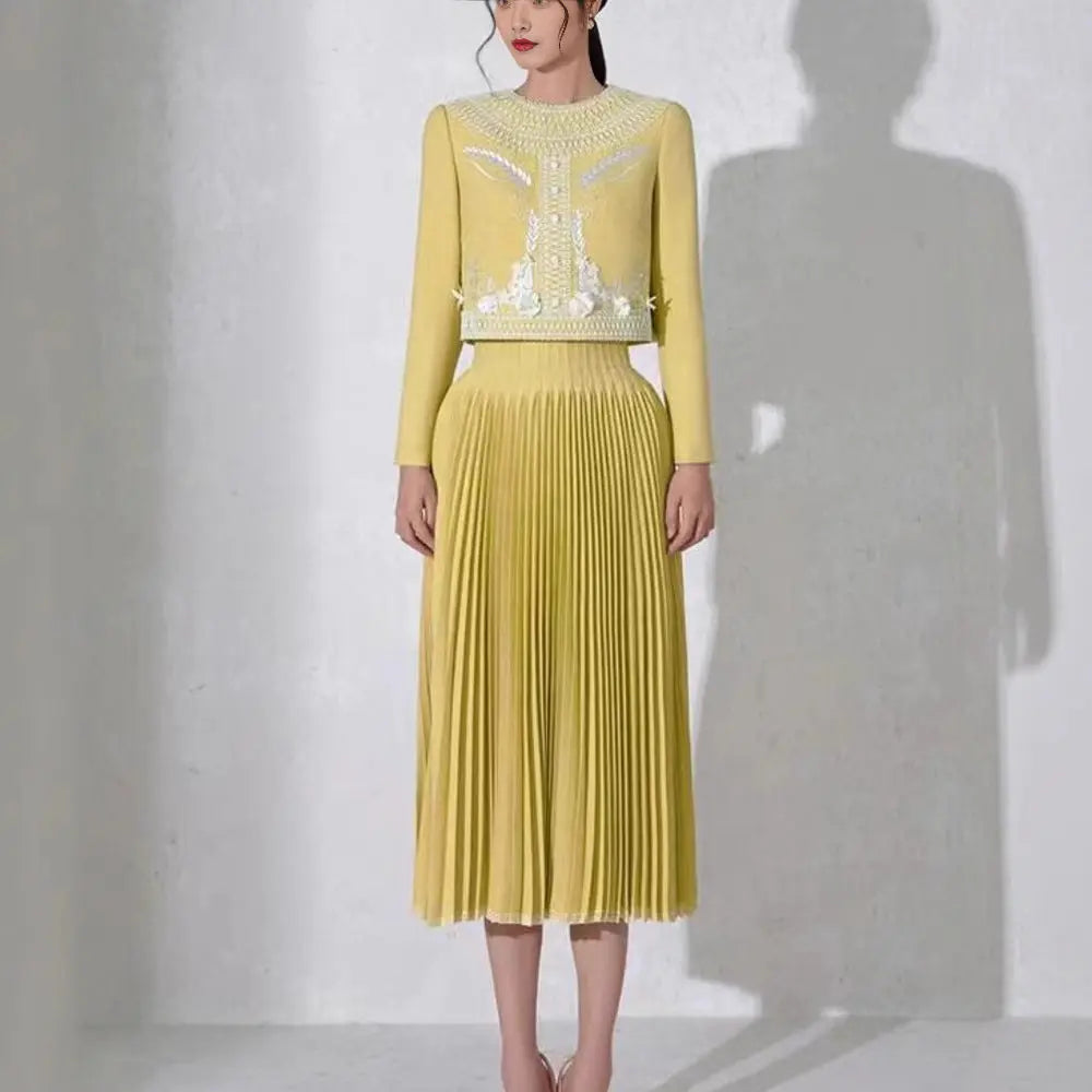Spring New Single-breasted Niche High Sense Two-piece Embroidery Women 