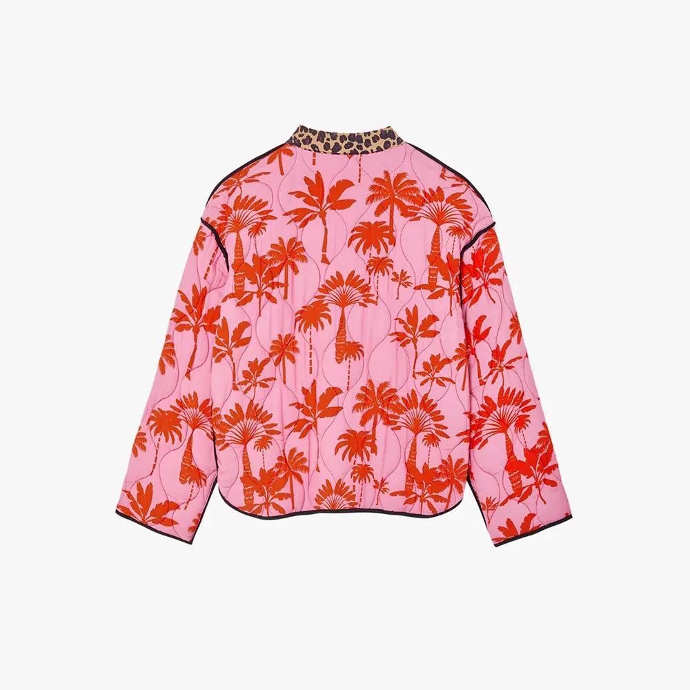 Stitching Printing Women's Cotton-padded Clothes Cotton Clothing Long Sleeve Stand Collar Fashion Personality 