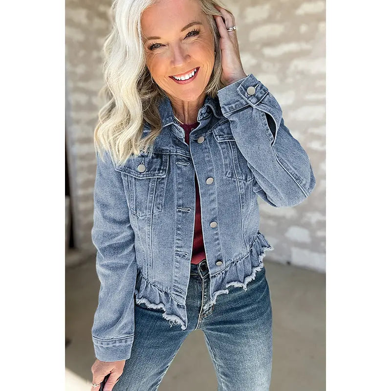 Solid Color Single Row Multi-buckle Jacket 