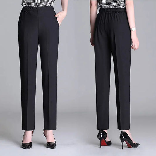 Summer Ice Silk Thin Casual Straight-leg Cropped Pants 