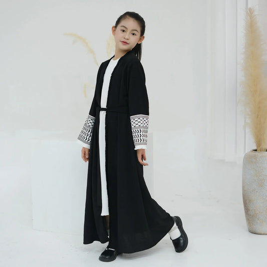 Exquisite Embroidery Tassel Children's Robe Abaya 