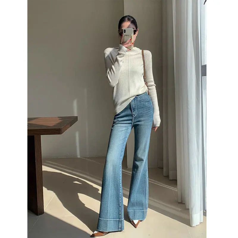 French Style Temperament Retro Washed Jeans For Women 