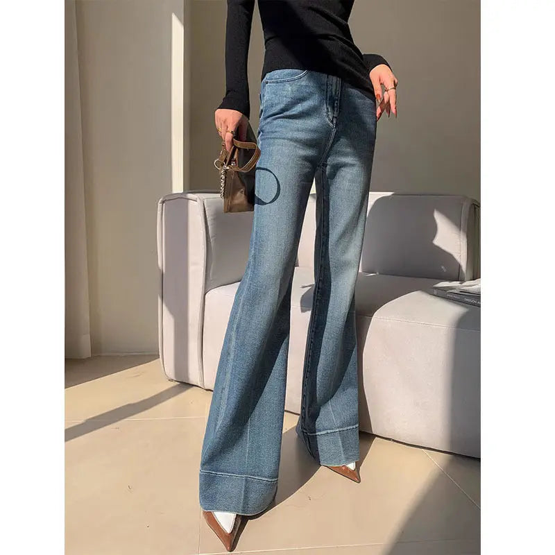 French Style Temperament Retro Washed Jeans For Women 
