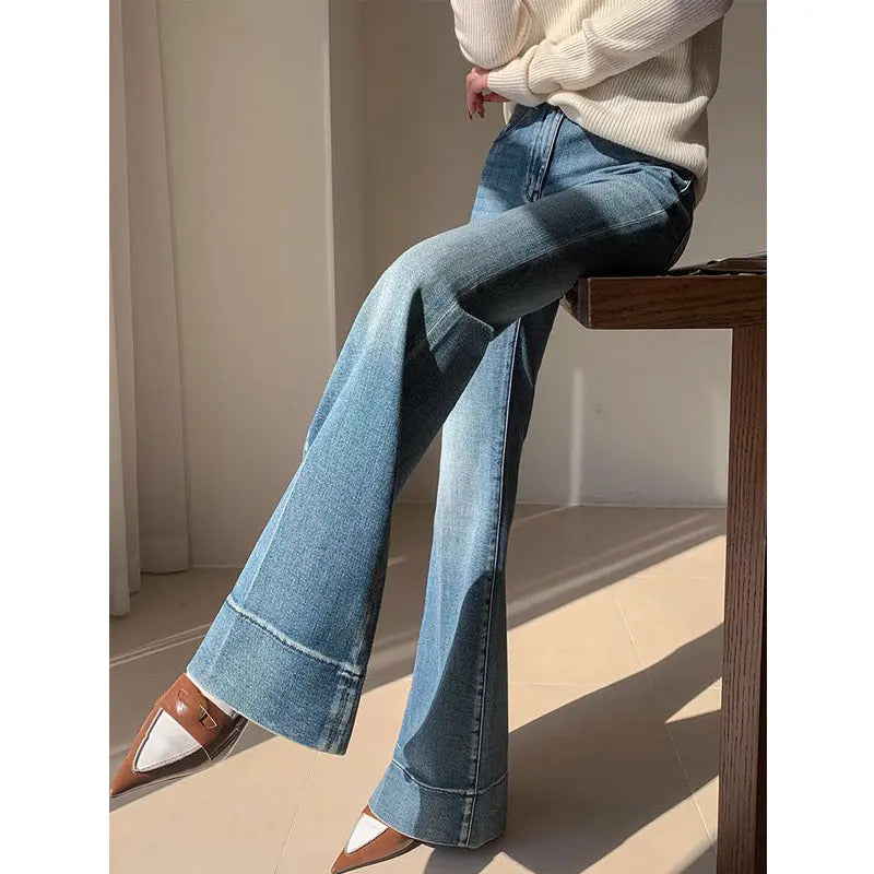 French Style Temperament Retro Washed Jeans For Women 