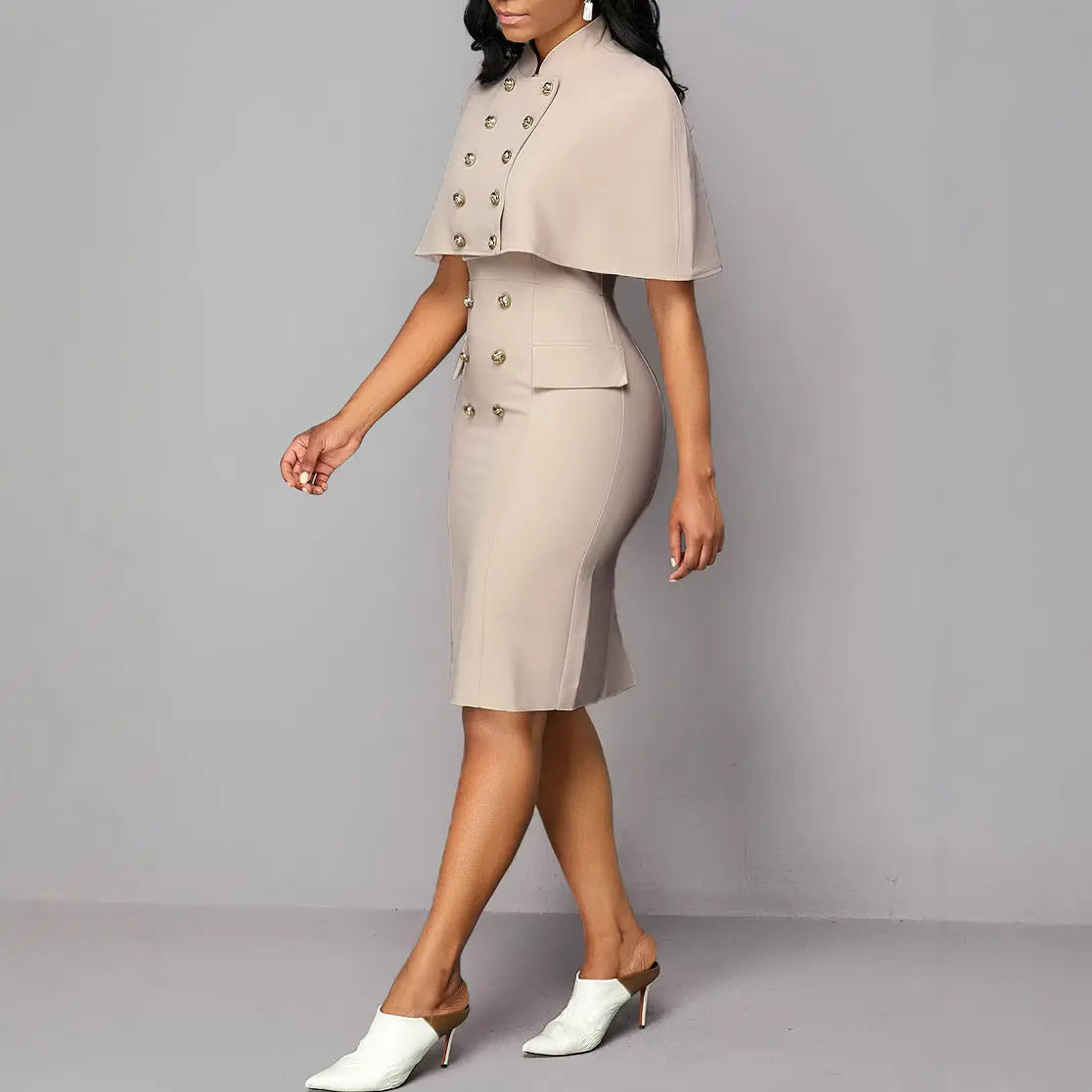 Dress Cape Skirt Women's Double Breasted Skirt 2-piece Set 