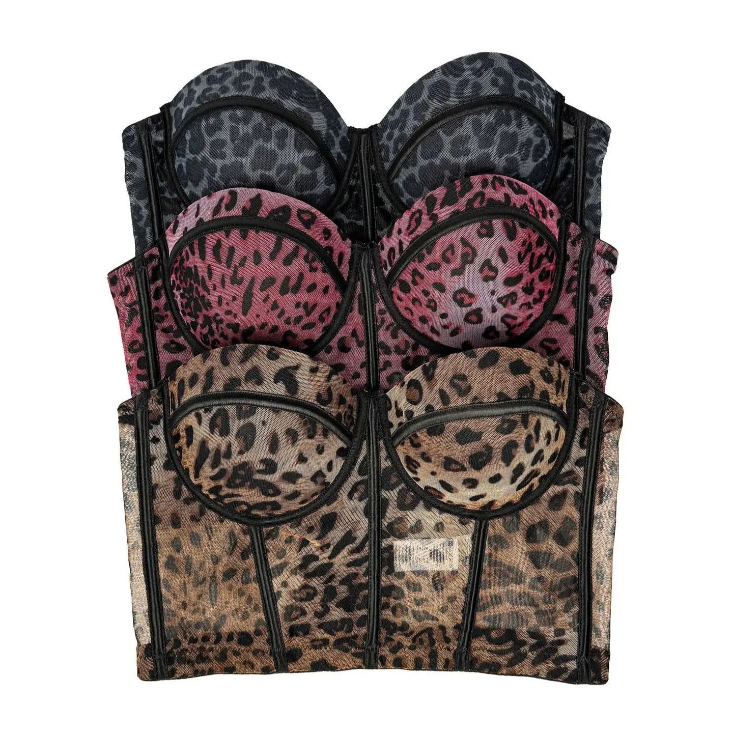 Women's All-match Leopard Print Fishbone Corset 