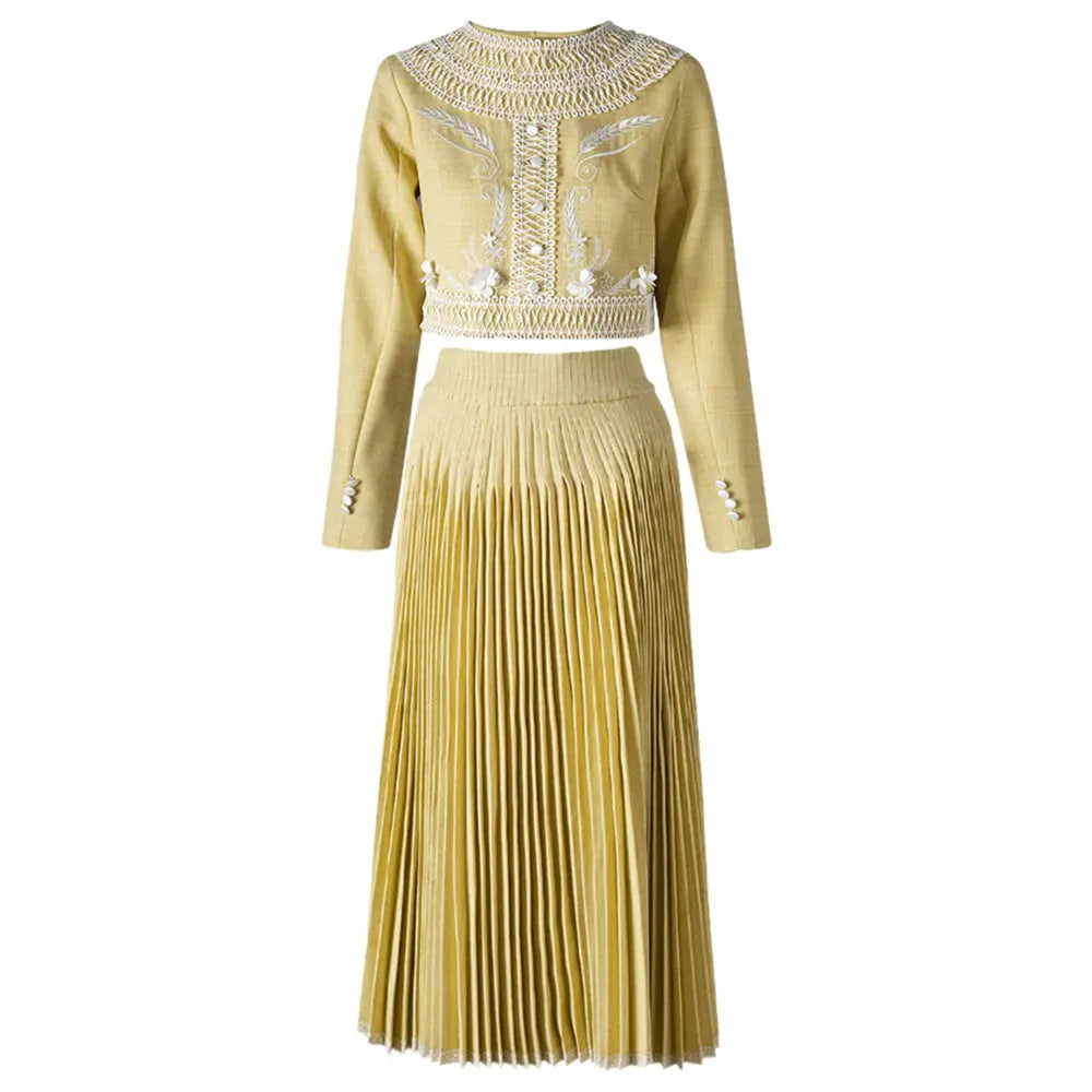 Spring New Single-breasted Niche High Sense Two-piece Embroidery Women 