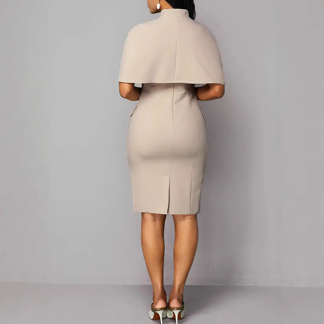 Dress Cape Skirt Women's Double Breasted Skirt 2-piece Set 
