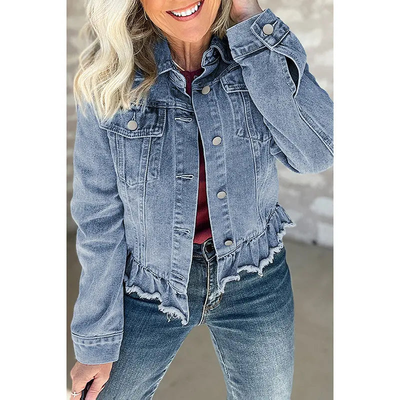 Solid Color Single Row Multi-buckle Jacket 