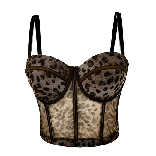 Women's All-match Leopard Print Fishbone Corset 