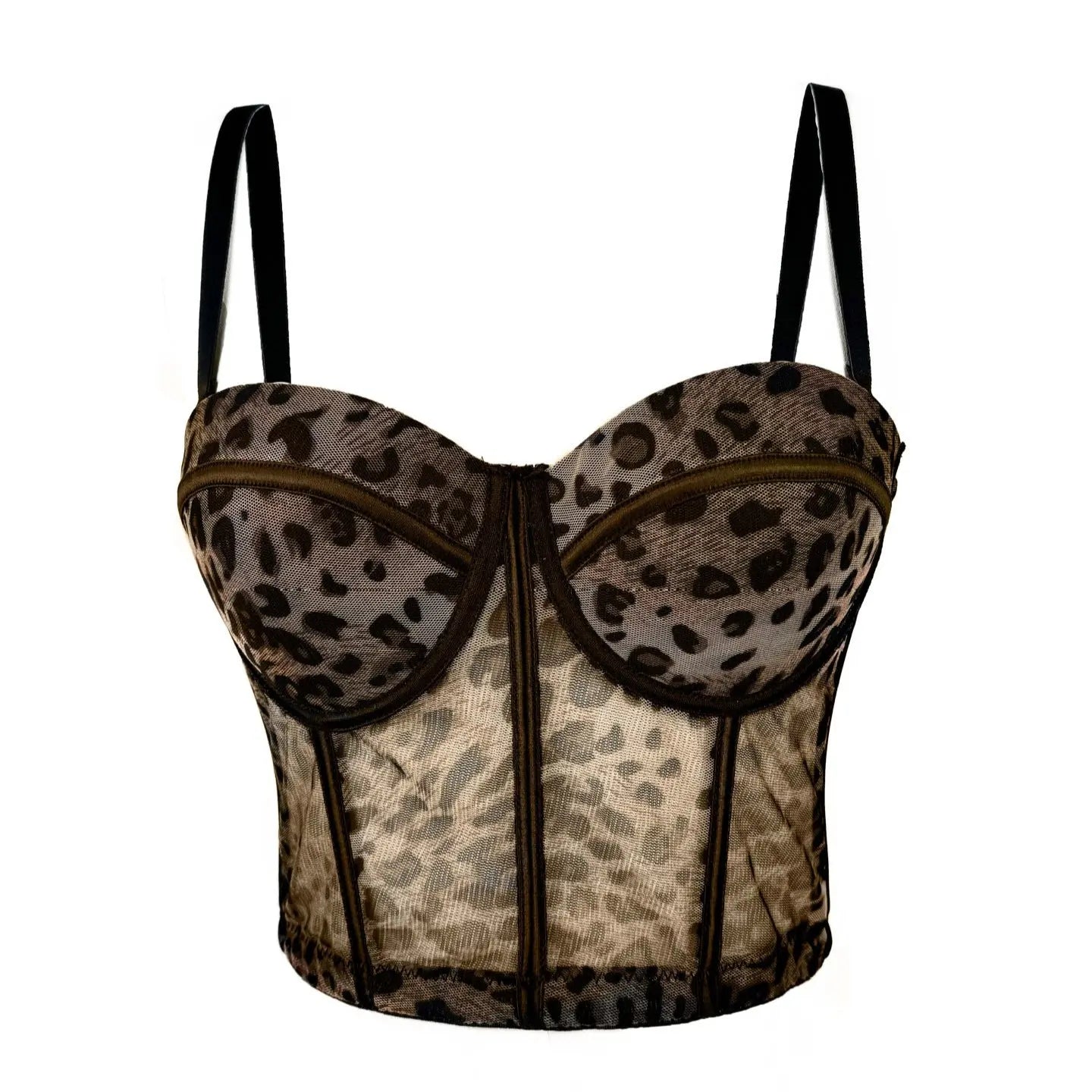 Women's All-match Leopard Print Fishbone Corset 