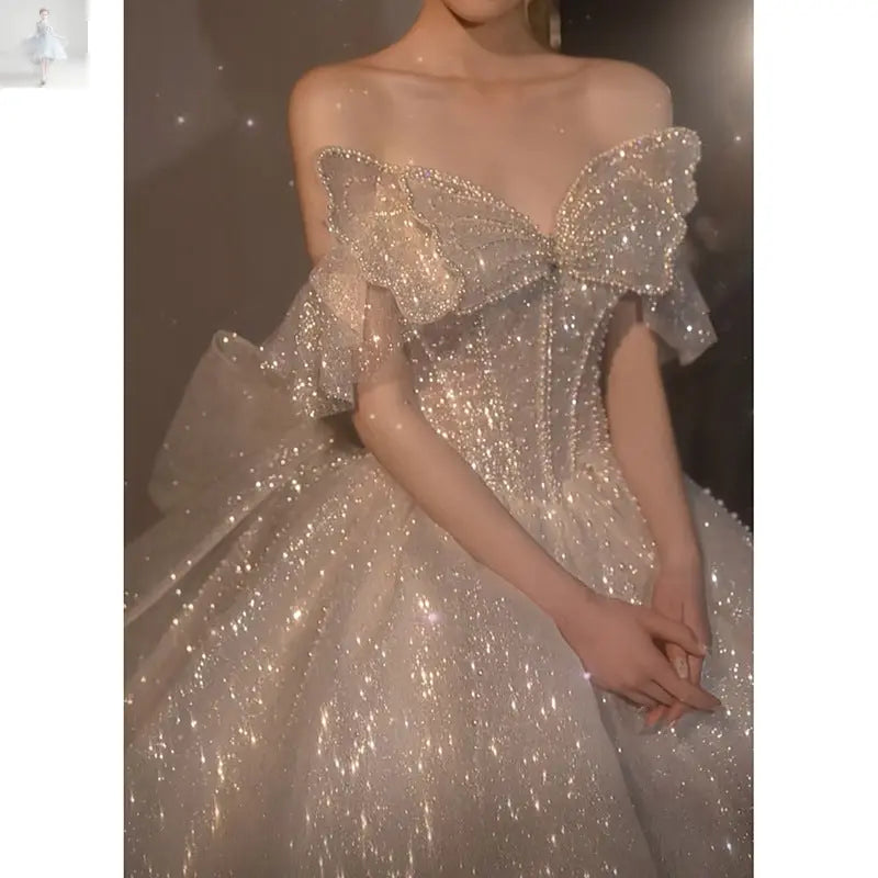 One-shoulder High-quality Long Trailing Heavy Industry Retro Wedding Dress  One-shoulder High-quality Long Trailing Heavy Industry Retro Wedding Dress One-shoulder High-quality Long Trailing Heavy Industry Retro Wedding Dress One-shoulder High-quality Long Trailing Heavy Industry Retro Wedding Dress