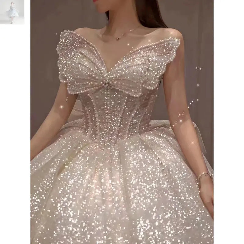 One-shoulder High-quality Long Trailing Heavy Industry Retro Wedding Dress  One-shoulder High-quality Long Trailing Heavy Industry Retro Wedding Dress One-shoulder High-quality Long Trailing Heavy Industry Retro Wedding Dress One-shoulder High-quality Long Trailing Heavy Industry Retro Wedding Dress
