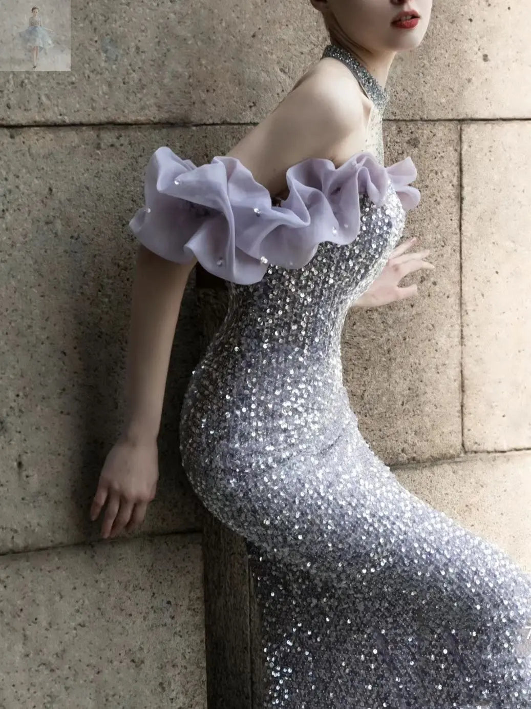 Purple Host Starry Sky Annual Meeting Beaded Toast Dress Halter Model Catwalk Fishtail  Purple Host Starry Sky Annual Meeting Beaded Toast Dress Halter Model Catwalk Fishtail Purple Host Starry Sky Annual Meeting Beaded Toast Dress Halter Model Catwalk Fishtail Purple Host Starry Sky Annual Meeting Beaded Toast Dress Halter Model Catwalk Fishtail Zenzi Style