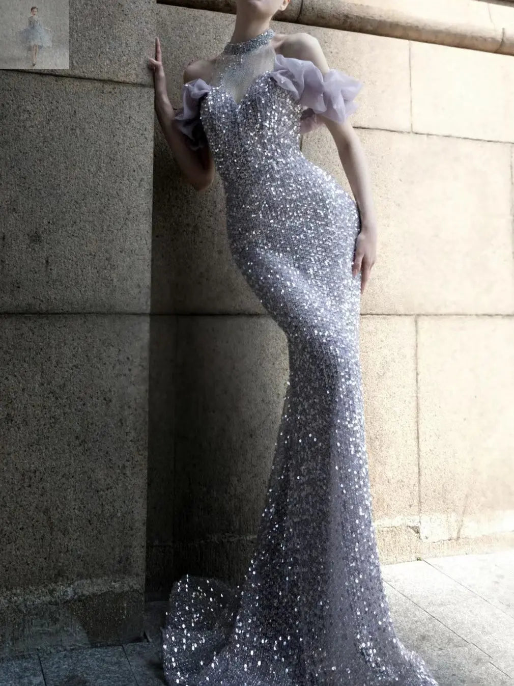 Purple Host Starry Sky Annual Meeting Beaded Toast Dress Halter Model Catwalk Fishtail  Purple Host Starry Sky Annual Meeting Beaded Toast Dress Halter Model Catwalk Fishtail Purple Host Starry Sky Annual Meeting Beaded Toast Dress Halter Model Catwalk Fishtail Purple Host Starry Sky Annual Meeting Beaded Toast Dress Halter Model Catwalk Fishtail Zenzi Style