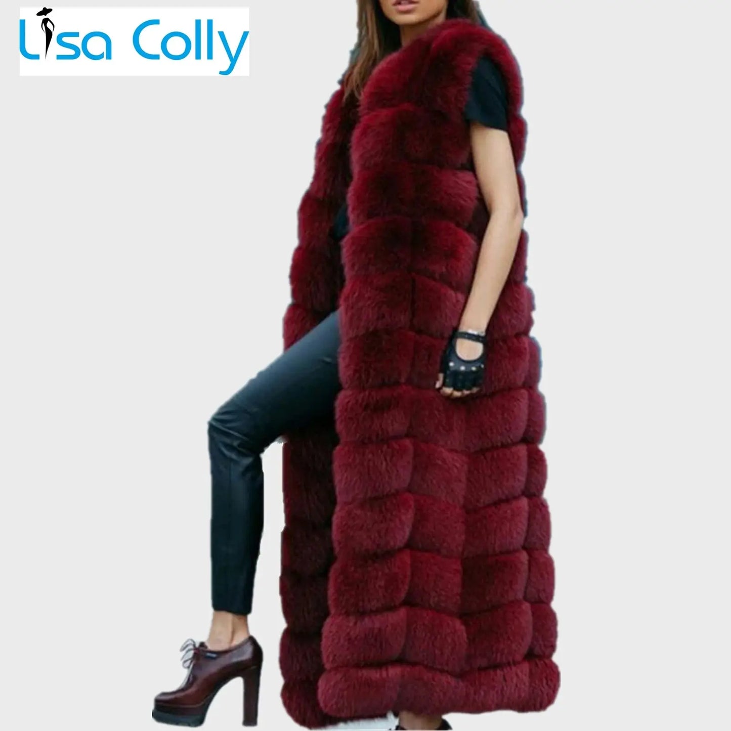 Winter Super Long Faux Fur Vest for Women Fluffy Fake Fur Coat Jacket 