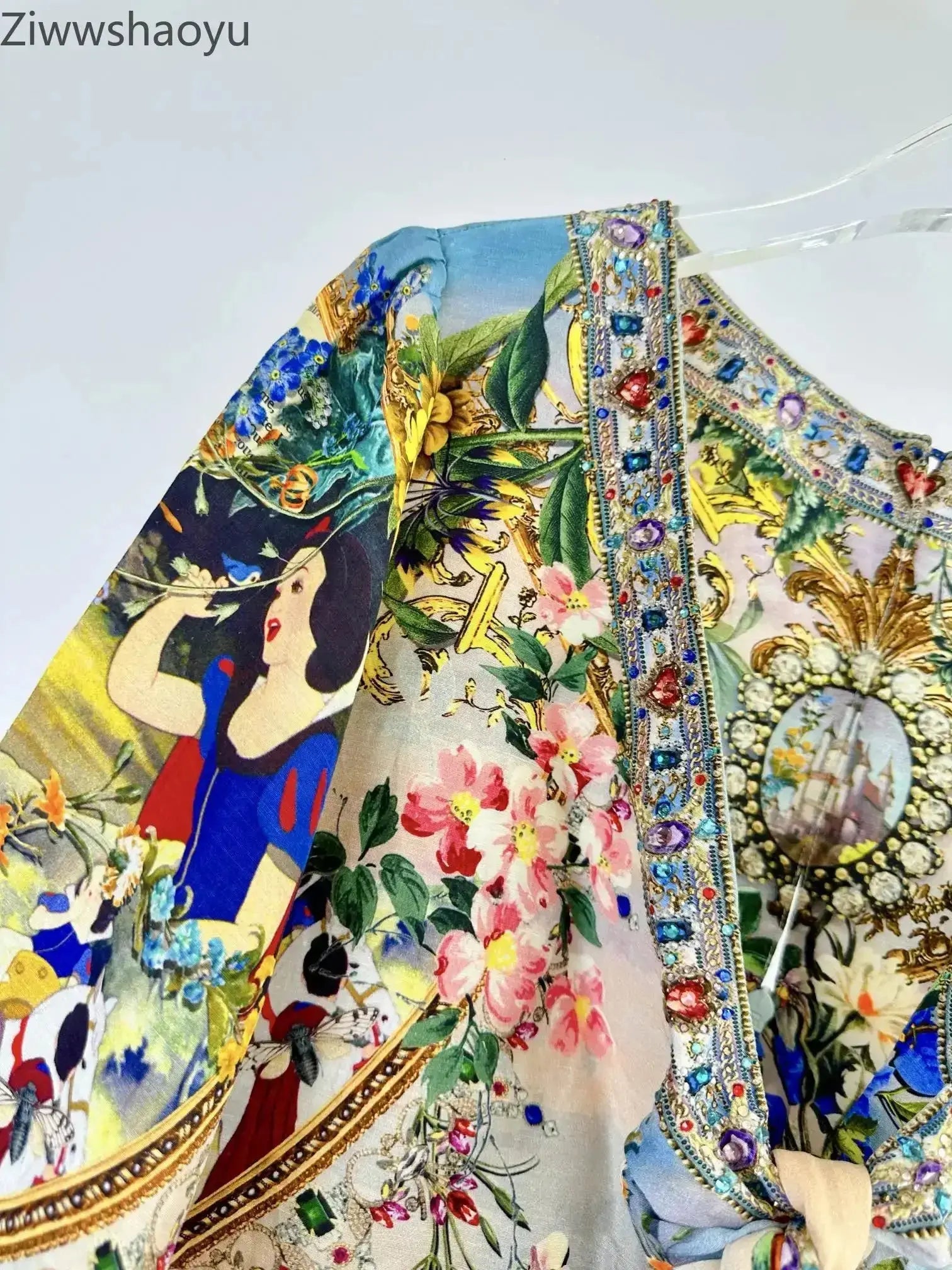 High Quality Autumn Women Fashion Runway Designer Silk Linen Beaded 