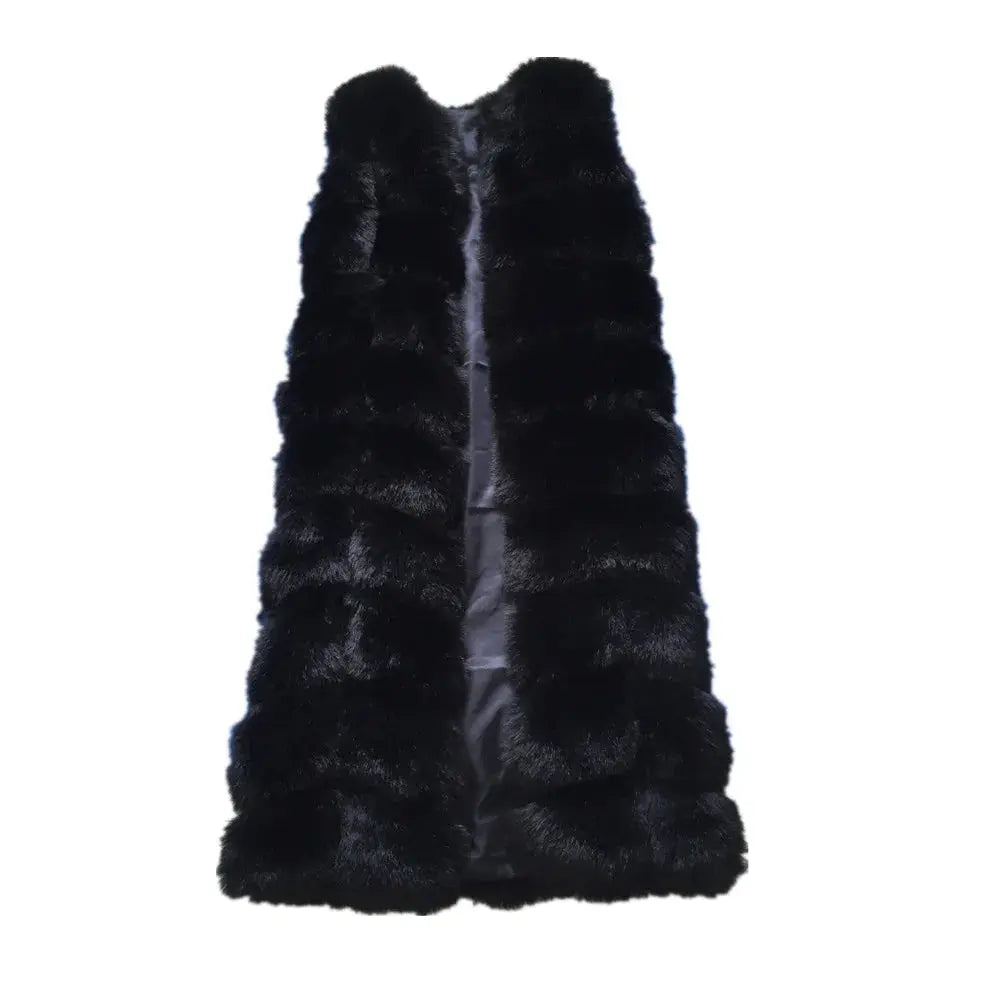 Winter Super Long Faux Fur Vest for Women Fluffy Fake Fur Coat Jacket 