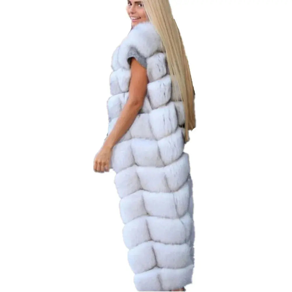 Winter Super Long Faux Fur Vest for Women Fluffy Fake Fur Coat Jacket 