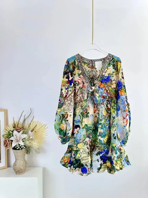 High Quality Autumn Women Fashion Runway Designer Silk Linen Beaded 