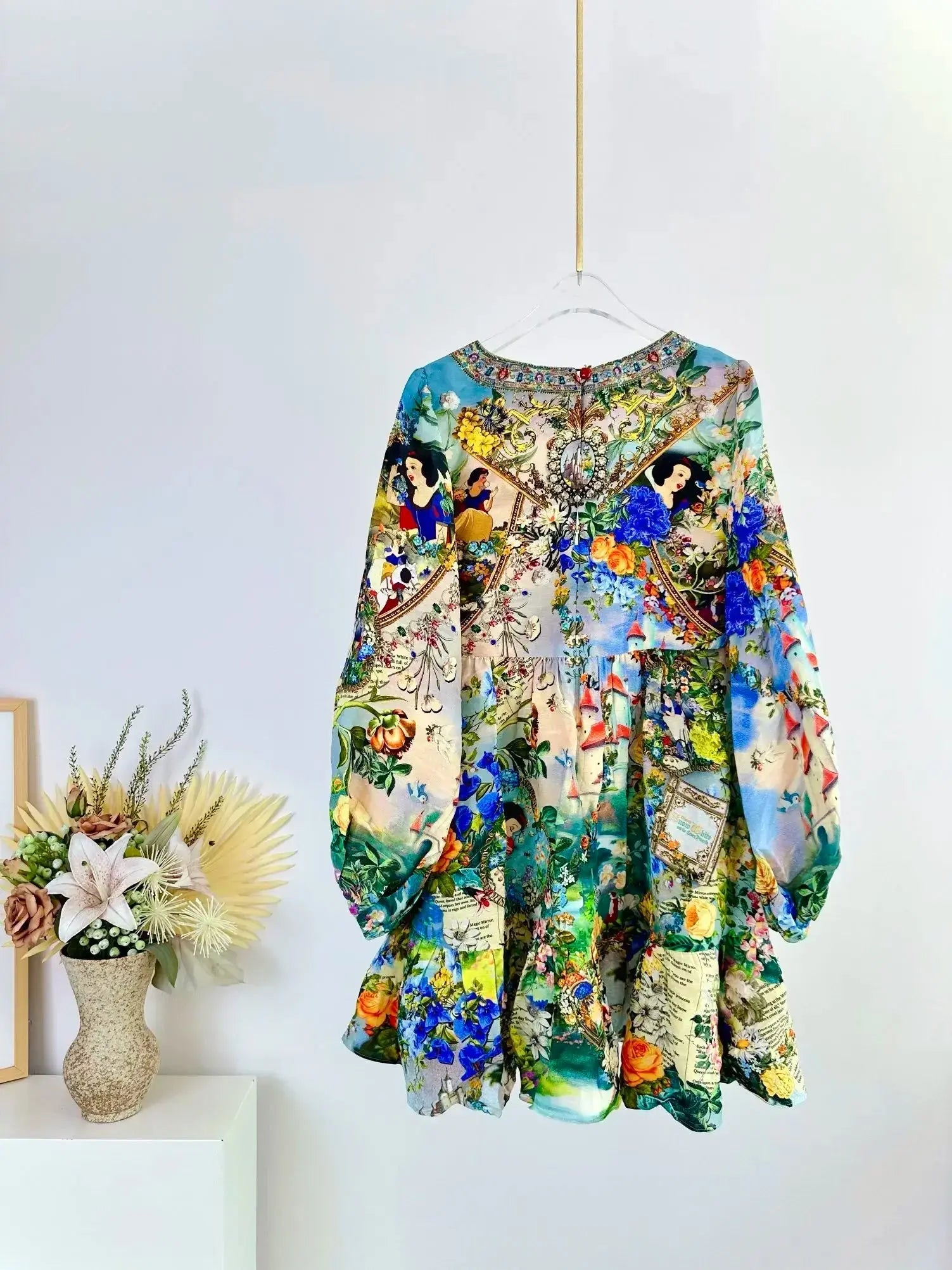 High Quality Autumn Women Fashion Runway Designer Silk Linen Beaded 