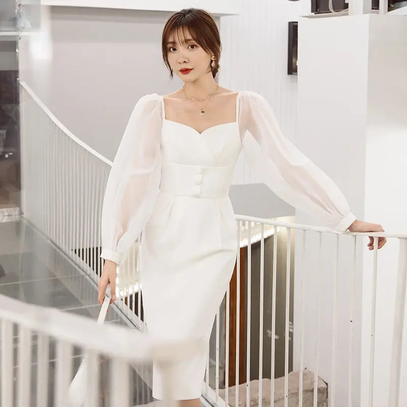 Sexy mesh stitching perspective white annual meeting dress  Sexy mesh stitching perspective white annual meeting dress Sexy mesh stitching perspective white annual meeting dress Sexy mesh stitching perspective white annual meeting dress Zenzi Style