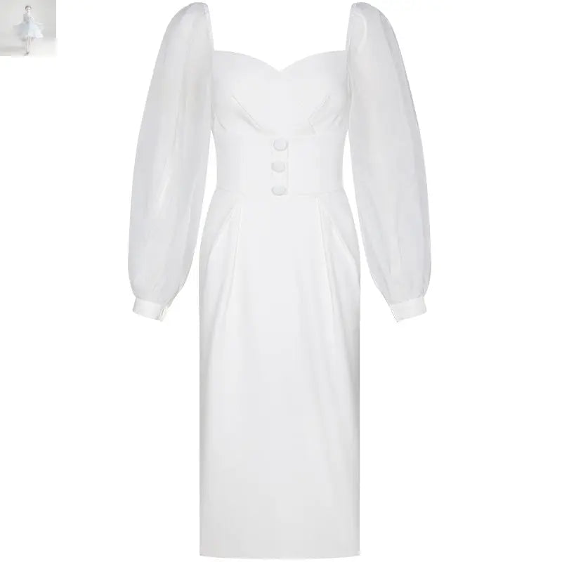 Sexy mesh stitching perspective white annual meeting dress  Sexy mesh stitching perspective white annual meeting dress Sexy mesh stitching perspective white annual meeting dress Sexy mesh stitching perspective white annual meeting dress Zenzi Style
