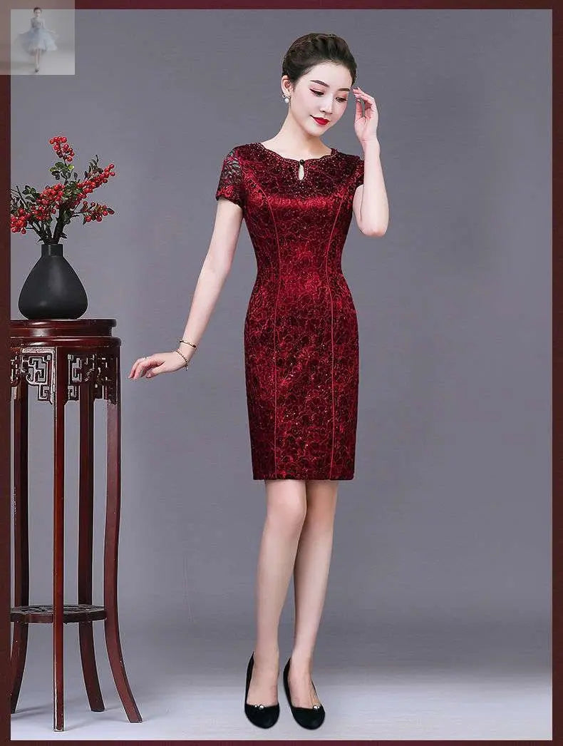 Summer Cheongsam Mother Dress Foreign  Summer Cheongsam Mother Dress Foreign Summer Cheongsam Mother Dress Foreign Summer Cheongsam Mother Dress Foreign Zenzi Style