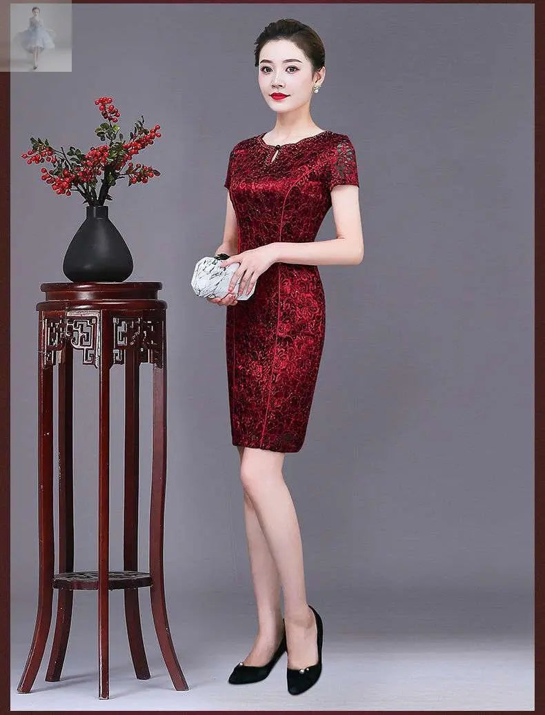 Summer Cheongsam Mother Dress Foreign  Summer Cheongsam Mother Dress Foreign Summer Cheongsam Mother Dress Foreign Summer Cheongsam Mother Dress Foreign Zenzi Style