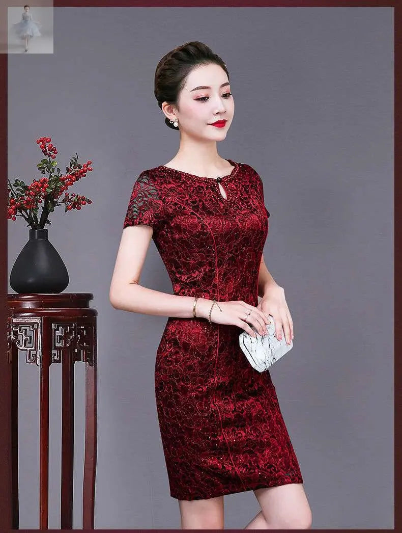 Summer Cheongsam Mother Dress Foreign  Summer Cheongsam Mother Dress Foreign Summer Cheongsam Mother Dress Foreign Summer Cheongsam Mother Dress Foreign Zenzi Style
