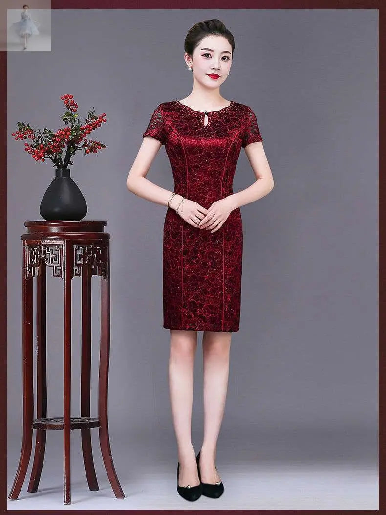 Summer Cheongsam Mother Dress Foreign  Summer Cheongsam Mother Dress Foreign Summer Cheongsam Mother Dress Foreign Summer Cheongsam Mother Dress Foreign Zenzi Style