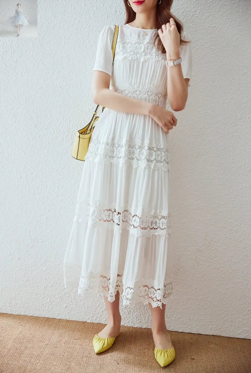 Summer Texture Cotton Ruffled Long Dress Heavy Embroidery Dress  Summer Texture Cotton Ruffled Long Dress Heavy Embroidery Dress Summer Texture Cotton Ruffled Long Dress Heavy Embroidery Dress Summer Texture Cotton Ruffled Long Dress Heavy Embroidery Dress Zenzi Style