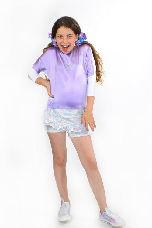 Emma, unicorn holographic short Skort