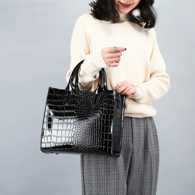 3-in-1 Women Handbag Simple Versatile Crocodile Pattern Large Shoulder