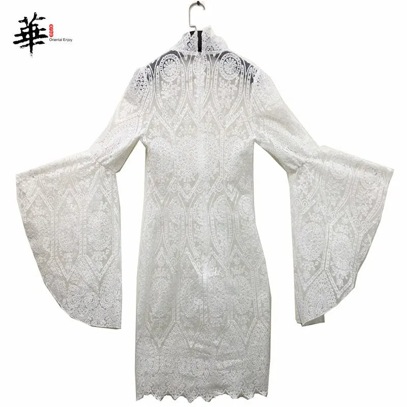 Lace White Dress Women Midi Dress for Women Long Sleeve Bodycon Sexy 